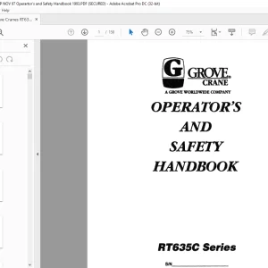 Grove Crane RT 635C Series Operator's & Safety Handbook Manual - PDF DOWNLOAD