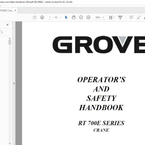 Grove Crane RT 700E Series Operator's & Safety Handbook Manual - PDF DOWNLOAD