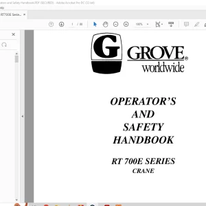 Grove Crane RT 700E Series Operator's & Safety Handbook Manual - PDF DOWNLOAD