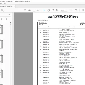 Grove Crane RT 750 Parts Catalog Manual SN 84784 - PDF DOWNLOAD
