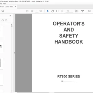 Grove Crane RT 800 Series Operator's & Safety Handbook Manual - PDF DOWNLOAD