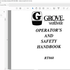Grove Crane RT 860 Operator's & Safety Handbook Manual - PDF DOWNLOAD