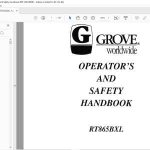 Grove Crane RT 865 BXL Operator's & Safety Handbook Manual - PDF ...