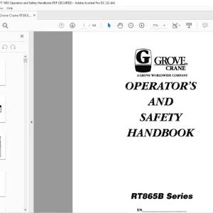 Grove Crane RT 865B Series Operator's & Safety Handbook Manual - PDF DOWNLOAD