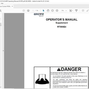 Grove Crane RT 890E Supplement Operator Manual 307-05 - PDF DOWNLOAD