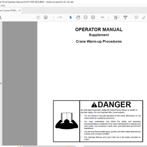 Grove Crane RT 890E Warm up Supplement Operator Manual 307-06 - PDF DOWNLOAD