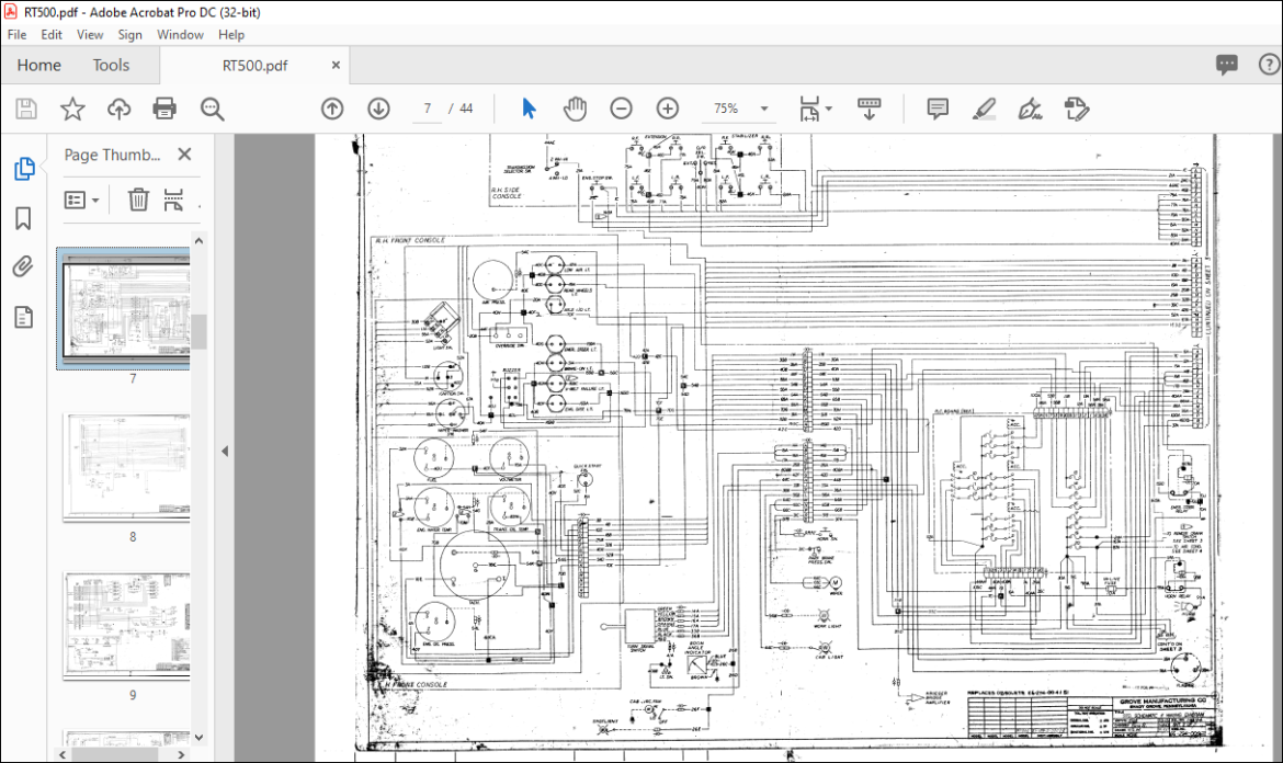 Grove Crane RT500 Electrical Schematic Manual - PDF DOWNLOAD ...