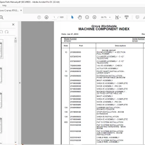 Grove Crane RT635C Spare Parts Catalog Manual SN 83120 - PDF DOWNLOAD
