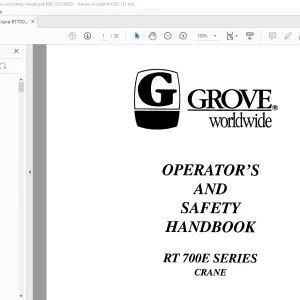 Grove Crane RT700E Series Operator's & Safety Handbook Manual - PDF DOWNLOAD