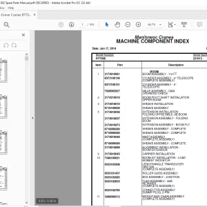 Grove Crane RT700E Spare Parts Manual SN 221013 - PDF DOWNLOAD
