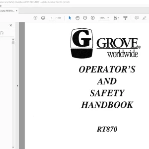 Grove Crane RT870 Operator's & Safety Handbook Manual - PDF DOWNLOAD