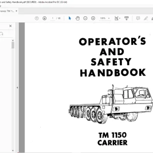 Grove Crane TM 1150 Carrier Operator's & Safety Handbook Manual  - PDF DOWNLOAD