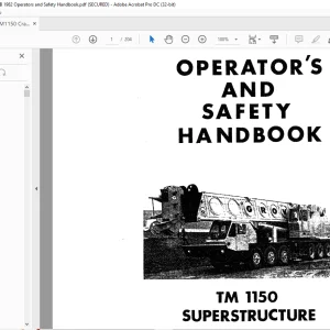 Grove Crane TM 1150 Superstructure Operator's & Safety Handbook Manual - PDF DOWNLOAD