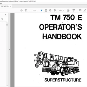 Grove Crane TM 750 E Superstructure Operator's Handbook Manual 1986 - PDF DOWNLOAD