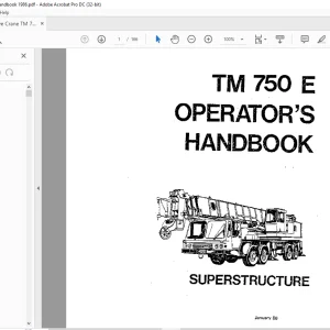 Grove Crane TM 750 E Superstructure Operator's Handbook Manual - PDF DOWNLOAD