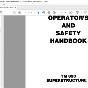 Grove Crane TM 890 Superstructure Operator's & Handbook Manual - PDF DOWNLOAD
