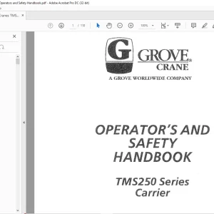 Grove Crane TMS 250 Series Carrier Operator's & Safety Handbook Manual - PDF DOWNLOAD