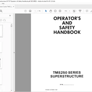 Grove Crane TMS 250 Series Superstructure Operator's & Safety Handbook Manual - PDF DOWNLOAD