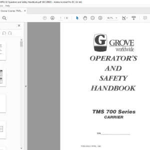 Grove Crane TMS 700 Series Carrier Operator's & Safety Handbook Manual - PDF DOWNLOAD