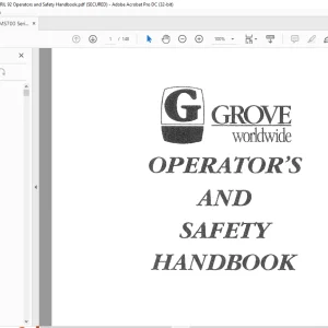 Grove Crane TMS 700 Series Superstructure Operator's & Safety Handbook Manual - PDF DOWNLOAD