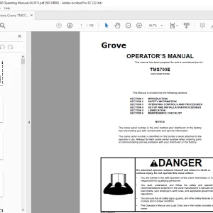 Grove Crane TMS 700E Operator's Manual 393-00 - PDF DOWNLOAD