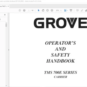Grove Crane TMS 700E Series Carrier Operator's & Safety Handbook Manual - PDF DOWNLOAD