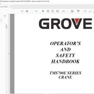 Grove Crane TMS 700E Series Operator's & Safety Handbook Manual - PDF DOWNLOAD