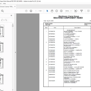 Grove Crane TMS 750B Spare Parts Manual SN 87892 - PDF DOWNLOAD