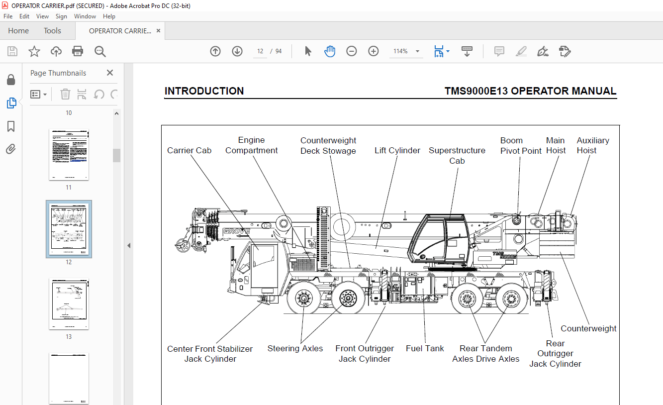 Grove Crane TMS 9000E Carrier (Supplement) Operator Manual - PDF ...