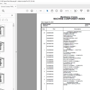 Grove Crane TMS250C Parts Catalog Manual SN 82331 - PDF DOWNLOAD