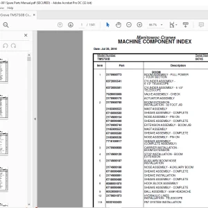 Grove Crane TMS750B Spare Parts Manual SN 84745 - PDF DOWNLOAD