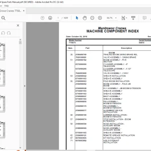 Grove Crane TTS870 Spare Parts Manual SN 84856 - PDF DOWNLOAD