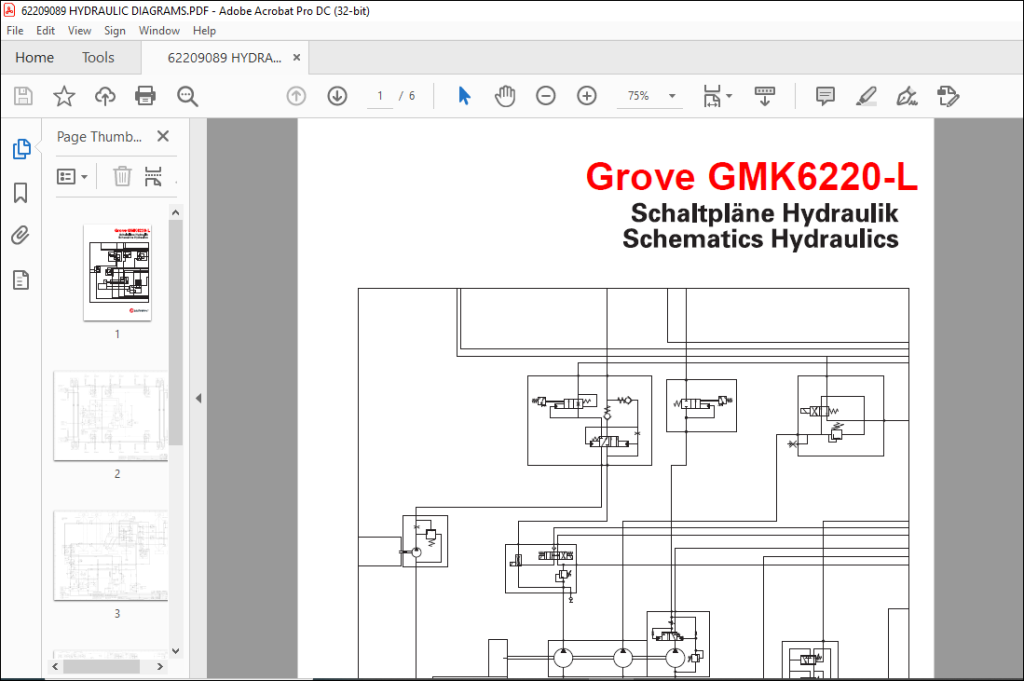 Grove Rough Terrain Cranes GMK6220-L Hydraulic Schematic Manual - PDF ...