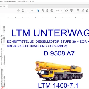 Liebherr Crane LTM 1400-7.1 DIESELMOTOR STUFE 3b + SCR + Liccon1 D 9508 A7 Electric Wiring Diagram Manual DE