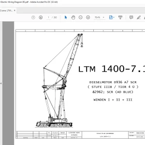 Liebherr Crane LTM1400-7.1 DIESELMOTOR D936 A7 SCR ( STUFE IIIB TIER 4 U) & 2962; SCR (AD BLUE) Electric Wiring Diagram Manual DE