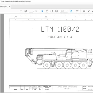 Liebherr Mobile Crane LTM 1100-2 Hoist Gear I + II Circuit Diagram Manual - PDF DOWNLOAD