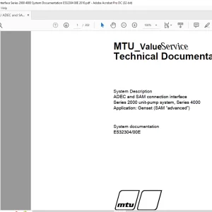 MTU ADEC & SAM connection interface Series 2000 unit-pump system Series 4000 System documentation Manual E532304-00E PDF DOWNLOAD