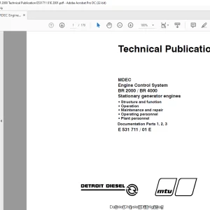 MTU BR 2000 BR 4000 MDEC Engine Control System Stationary generator engines Technical Documentation Manual E531711-01E PDF DOWNLOAD