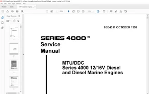 MTU DDC Series 4000 12V 16V Diesel & Diesel Marine Engines Service Manual 6SE4011 PDF DOWNLOAD