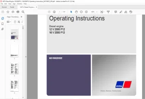 MTU Diesel Engine 12 V 2000 P12 16 V 2000 P12 Operating Instructions Manual MS150025-02E PDF DOWNLOAD