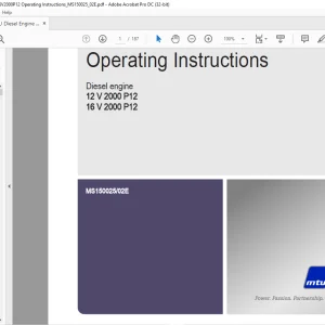MTU Diesel Engine 12 V 2000 P12 16 V 2000 P12 Operating Instructions Manual MS150025-02E PDF DOWNLOAD