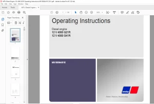 MTU Diesel Engine 12 V 4000 G21R 12 V 4000 G41R Operating Instructions Manual MS150064-01E PDF  DOWNLOAD