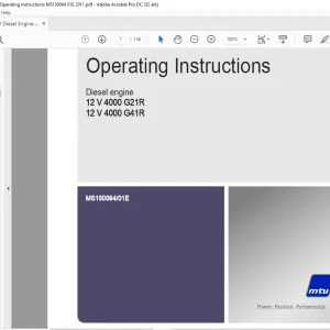 MTU Diesel Engine 12 V 4000 G21R 12 V 4000 G41R Operating Instructions Manual MS150064-01E PDF  DOWNLOAD