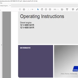 MTU Diesel Engine 12 V 4000 G21R 12 V 4000 G41R  Operating Instructions Manual MS150064-01E PDF DOWNLOAD