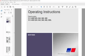 MTU Diesel Engine 12 V 4000 G23 G43 G63 G83 16 V 4000 G23 G43 G63 G83 G83L Operating Instructions Manual  M015710-04E PDF DOWNLOAD