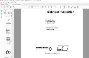 MTU Diesel Engine 12 V 4000 Gx1 16 V 4000 Gx1 Maintenance Manual M020108-00E PDF DOWNLOAD