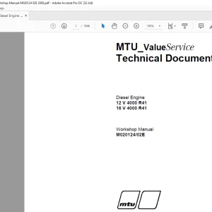 MTU Diesel Engine 12 V 4000 R41 16 V 4000 R41 Workshop Manual M020124-02E PDF DOWNLOAD