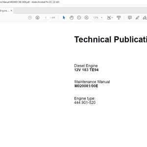 MTU Diesel Engine 12V 183 TE94 Maintenance Manual M020081-00E PDF DOWNLOAD