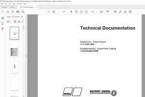 MTU 12V 2000 G65 Diesel Engine Spare Parts Manual PDF Download