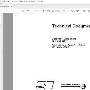 MTU Diesel Engine 12V 2000 G65 Parts Manual 12V2000G65-00DE PDF DOWNLOAD